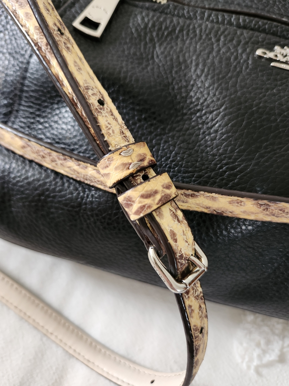 COACH Black Leather Satchel with Contrasting Tan Handles J1957-F88561 Orig Tags - Picture 3 of 11
